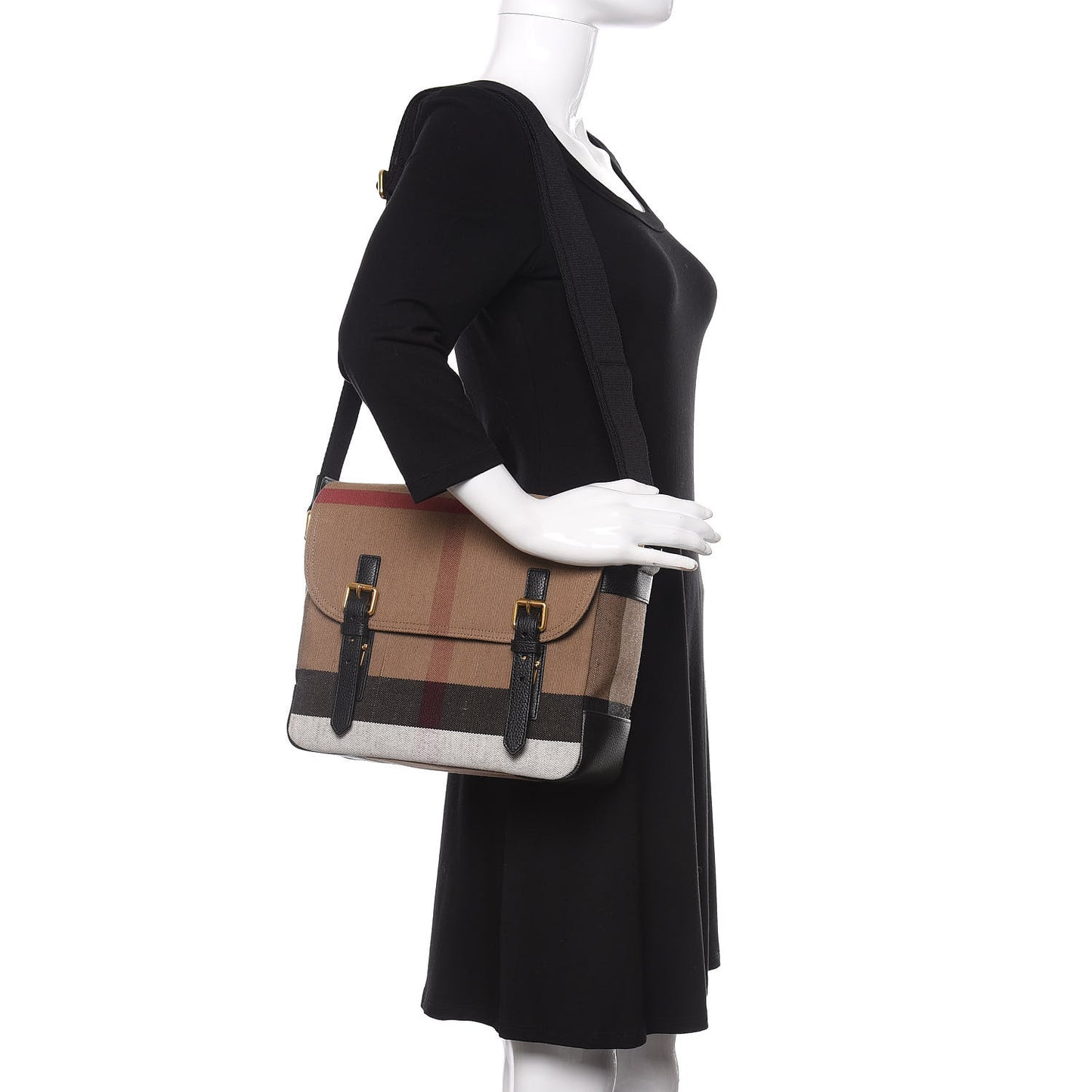Canvas Mega Check Small Baildon Messenger Bag Black