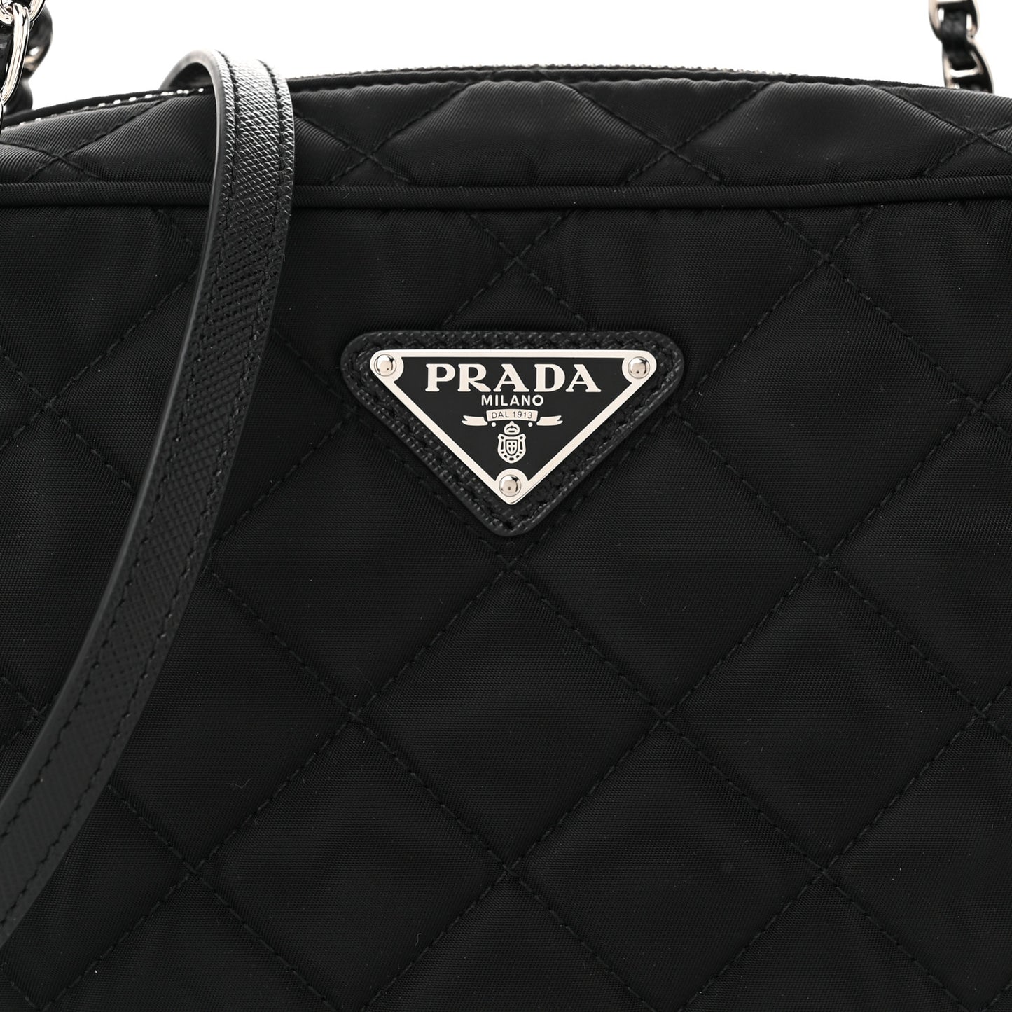 Nylon Tessuto Impuntu Quilted Bandoliera Crossbody Bag Black