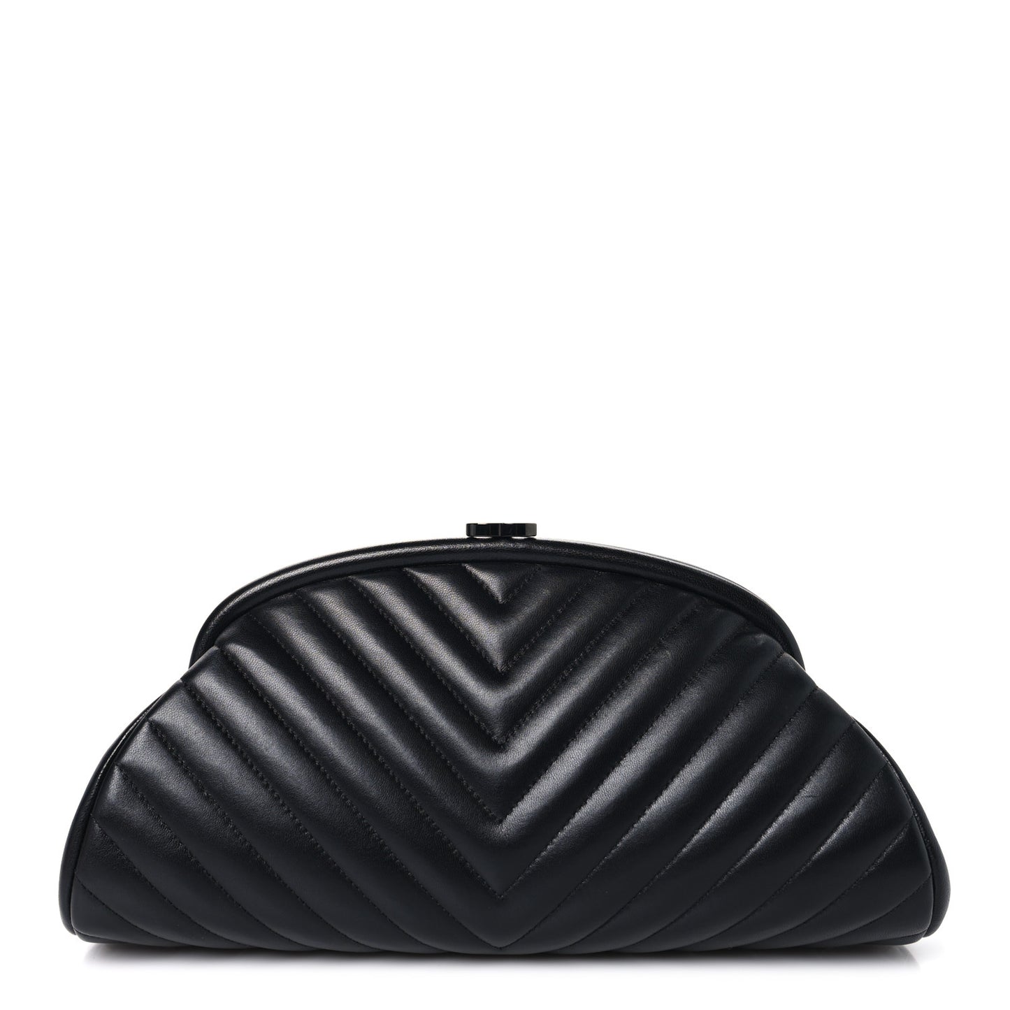 Lambskin Chevron Quilted Timeless Clutch So Black