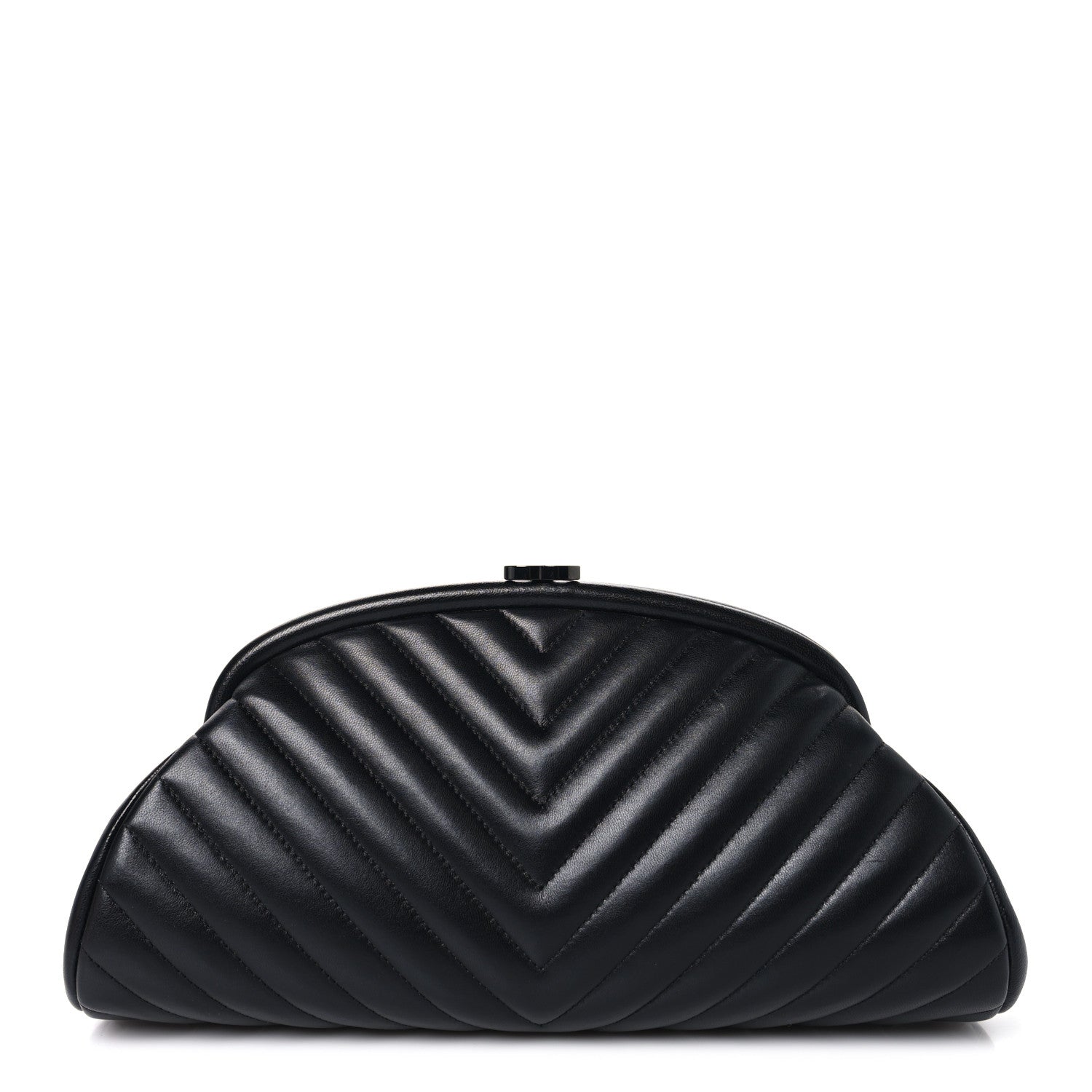 Chanel Lambskin Chevron Quilted Timeless Clutch So Black 1 of 11