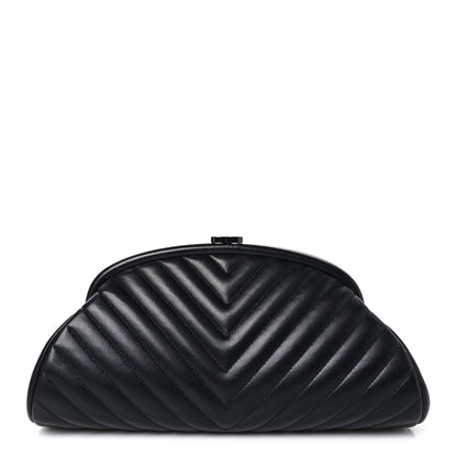Chanel Lambskin Chevron Quilted Timeless Clutch So Black 1 of 11