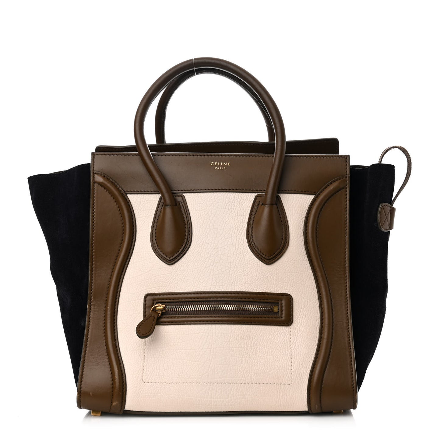 Textured Calfskin Suede Tri-color Mini Luggage Cream
