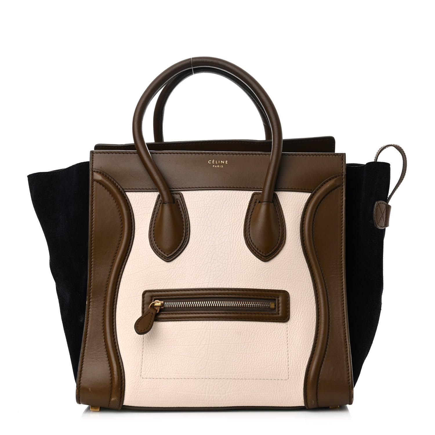 Celine Textured Calfskin Suede Tri-color Mini Luggage Cream 1 of 17