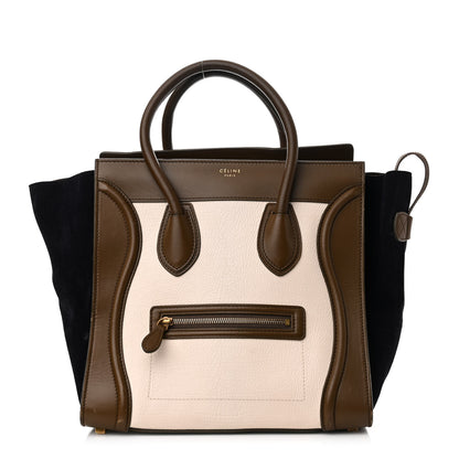 Celine Textured Calfskin Suede Tri-color Mini Luggage Cream 1 of 17