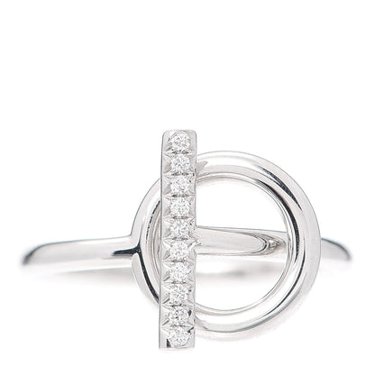 Hermes 18K White Gold Diamond PM Echappee Ring 56 7.5 1 of 5