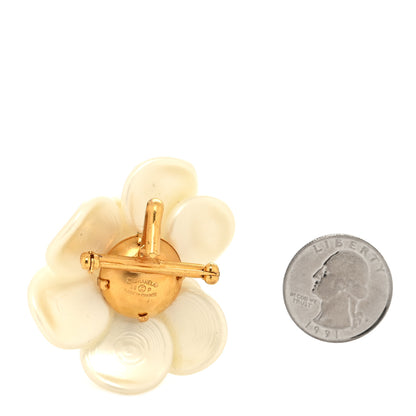 Chanel Mother of Pearl Camellia Flower Brooch 2 of 3