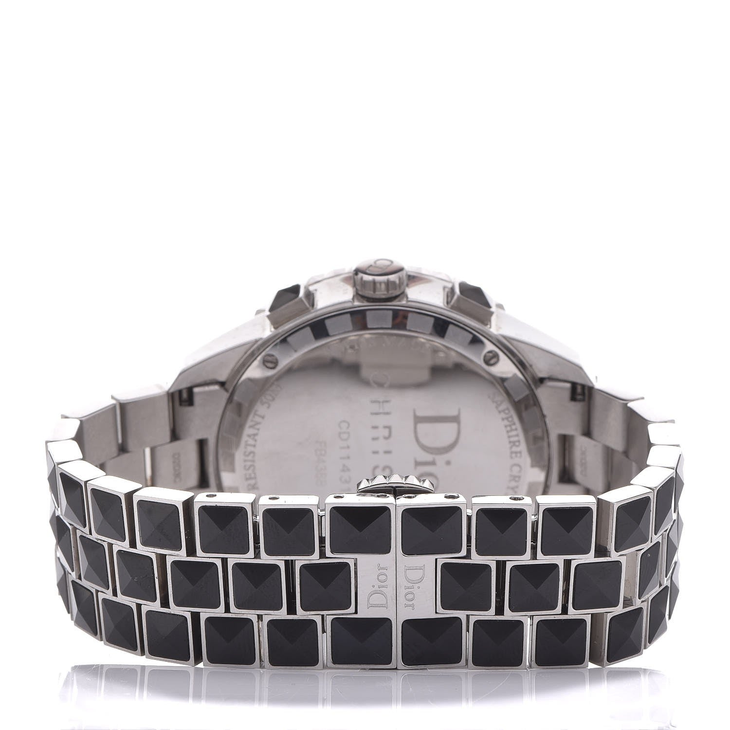 Christian Dior Stainless Steel Diamond Pave Bezel Sapphire 38mm Christal Chronograph Quartz Watch Black 4 of 9