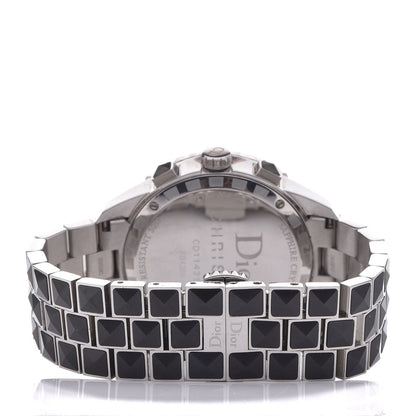 Christian Dior Stainless Steel Diamond Pave Bezel Sapphire 38mm Christal Chronograph Quartz Watch Black 4 of 9