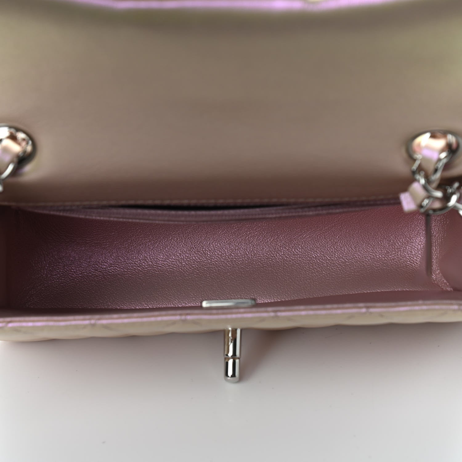 Chanel Iridescent Calfskin Quilted Mini Rectangular Flap Pink 5 of 9