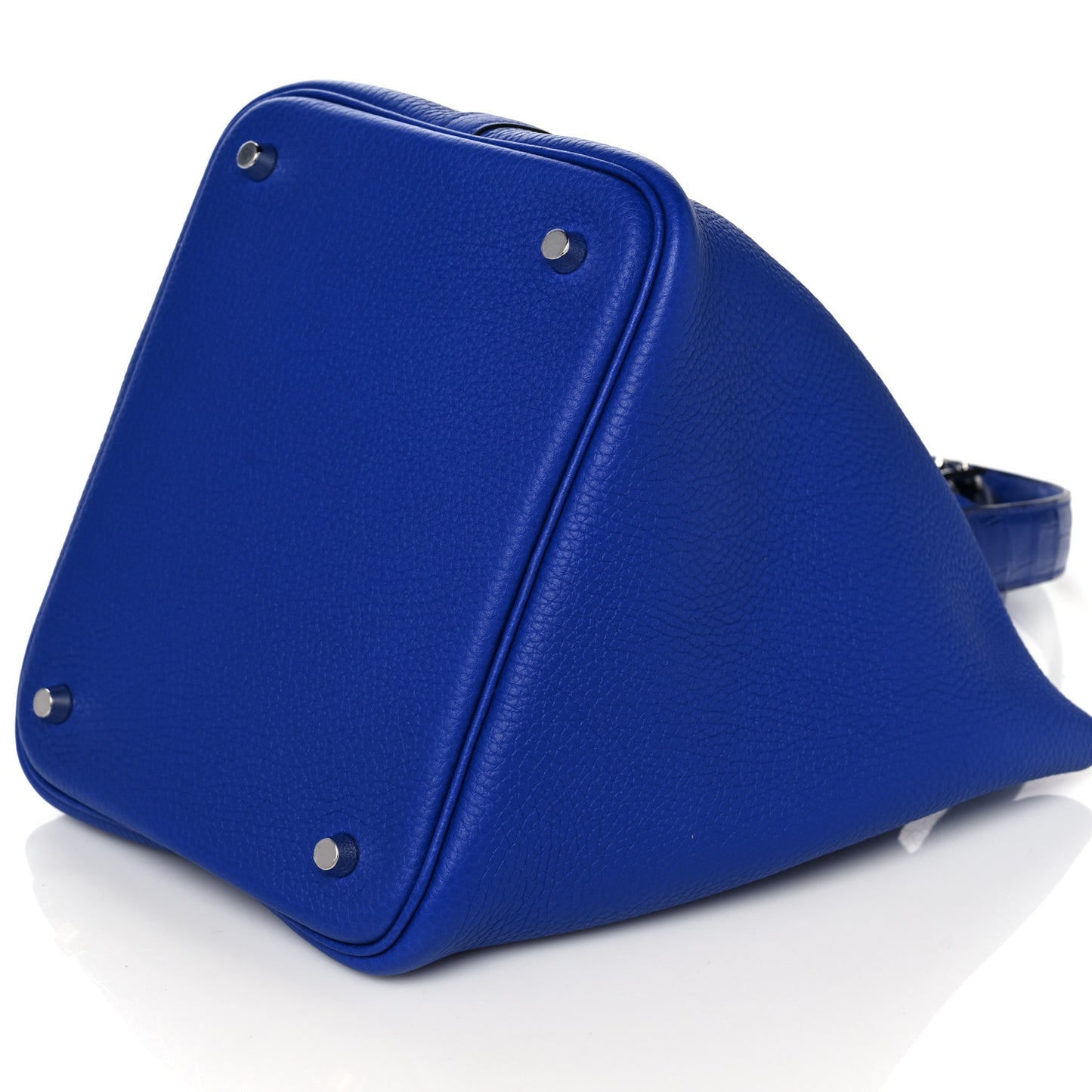 Taurillon Clemence Matte Alligator Picotin Lock Touch 22 MM Bleu Electrique