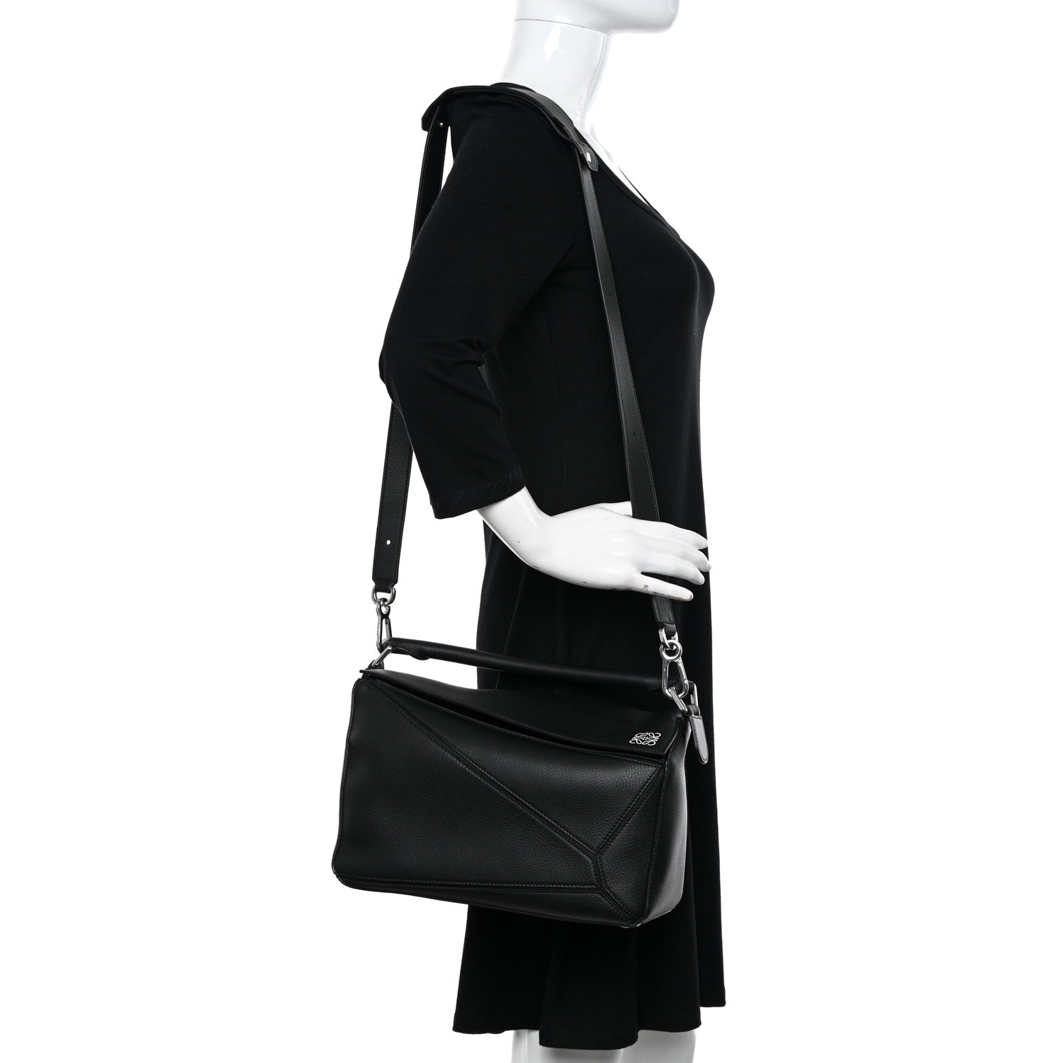 Loewe Calfskin Medium Puzzle Bag Black 2 of 10