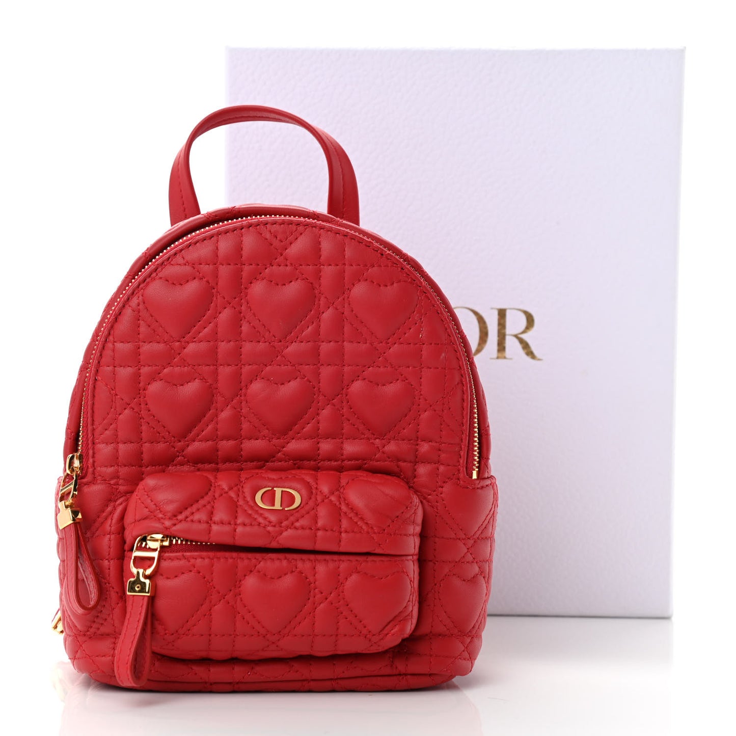 Lambskin Cannage Dioramour Mini Backpack Bright Red