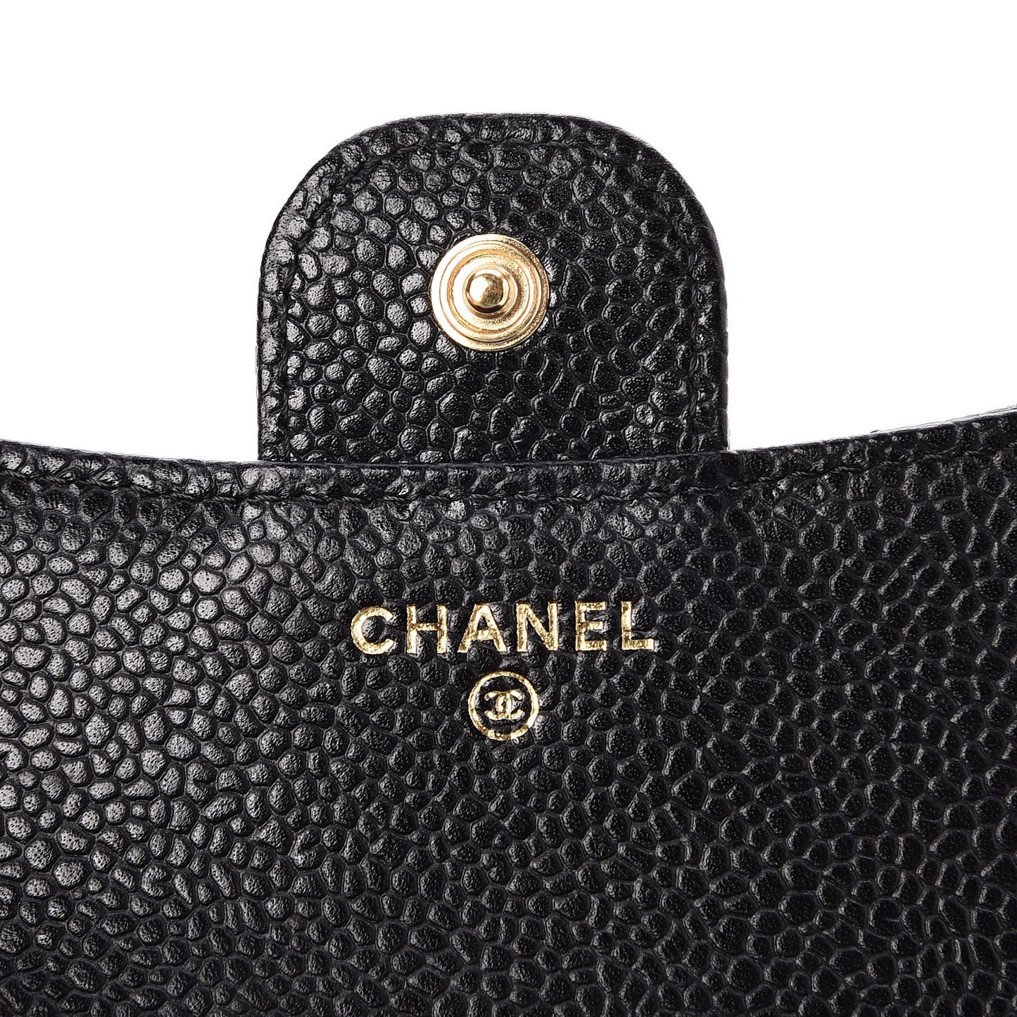 Caviar Quilted Compact Flap Wallet Black