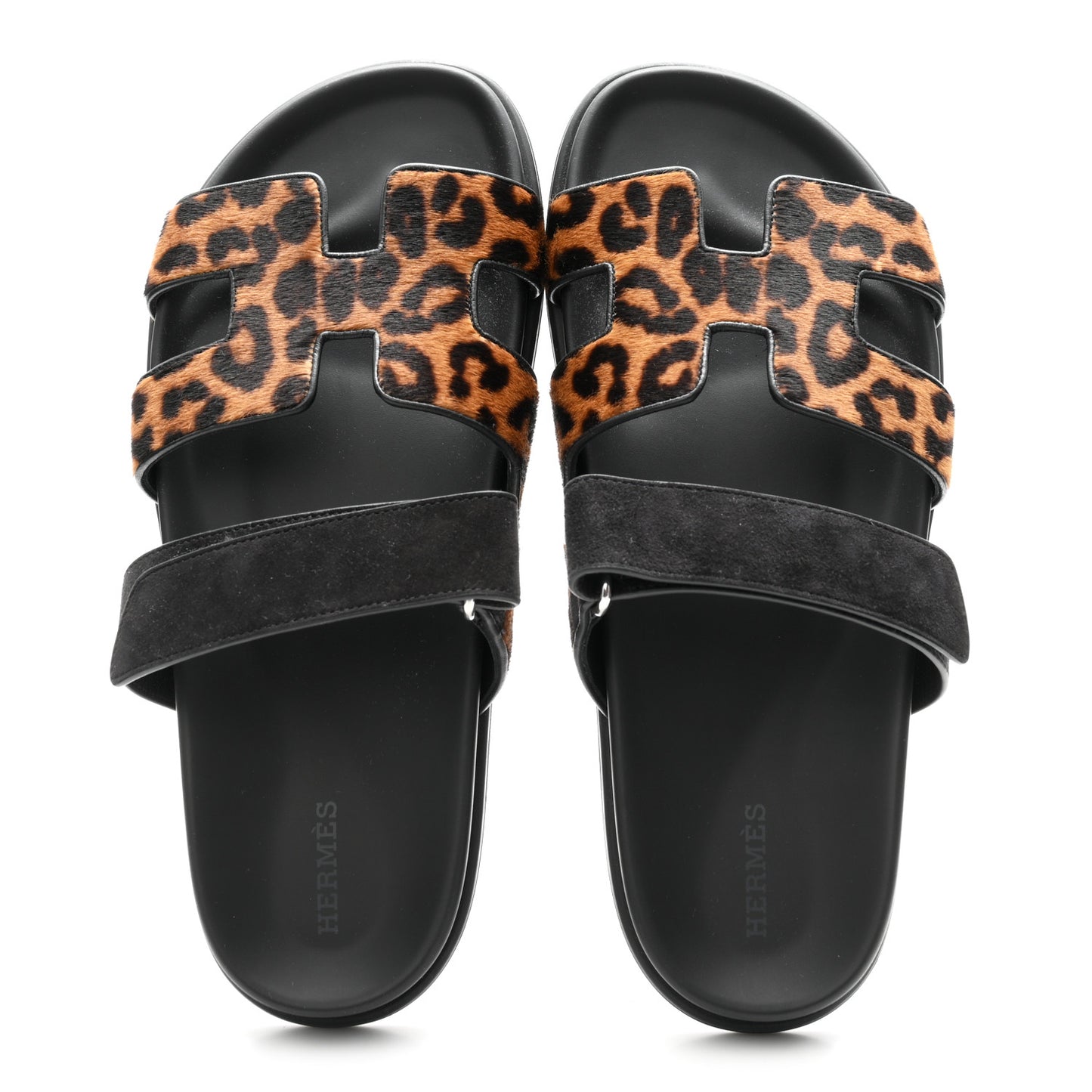 Moire Calfskin Suede Goatskin Womens Leopard Chypre Sandals 40 Gold Black