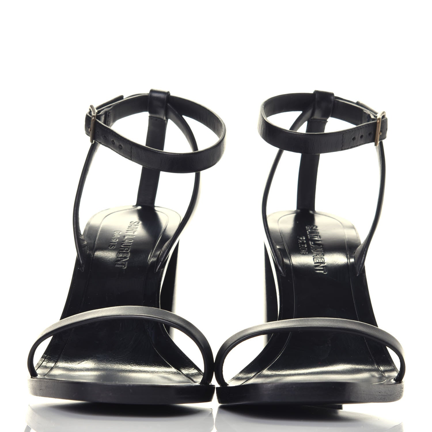 Saint Laurent Calfskin Loulou Ankle Strap Sandals 37.5 Black 2 of 9