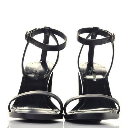 Saint Laurent Calfskin Loulou Ankle Strap Sandals 37.5 Black 2 of 9