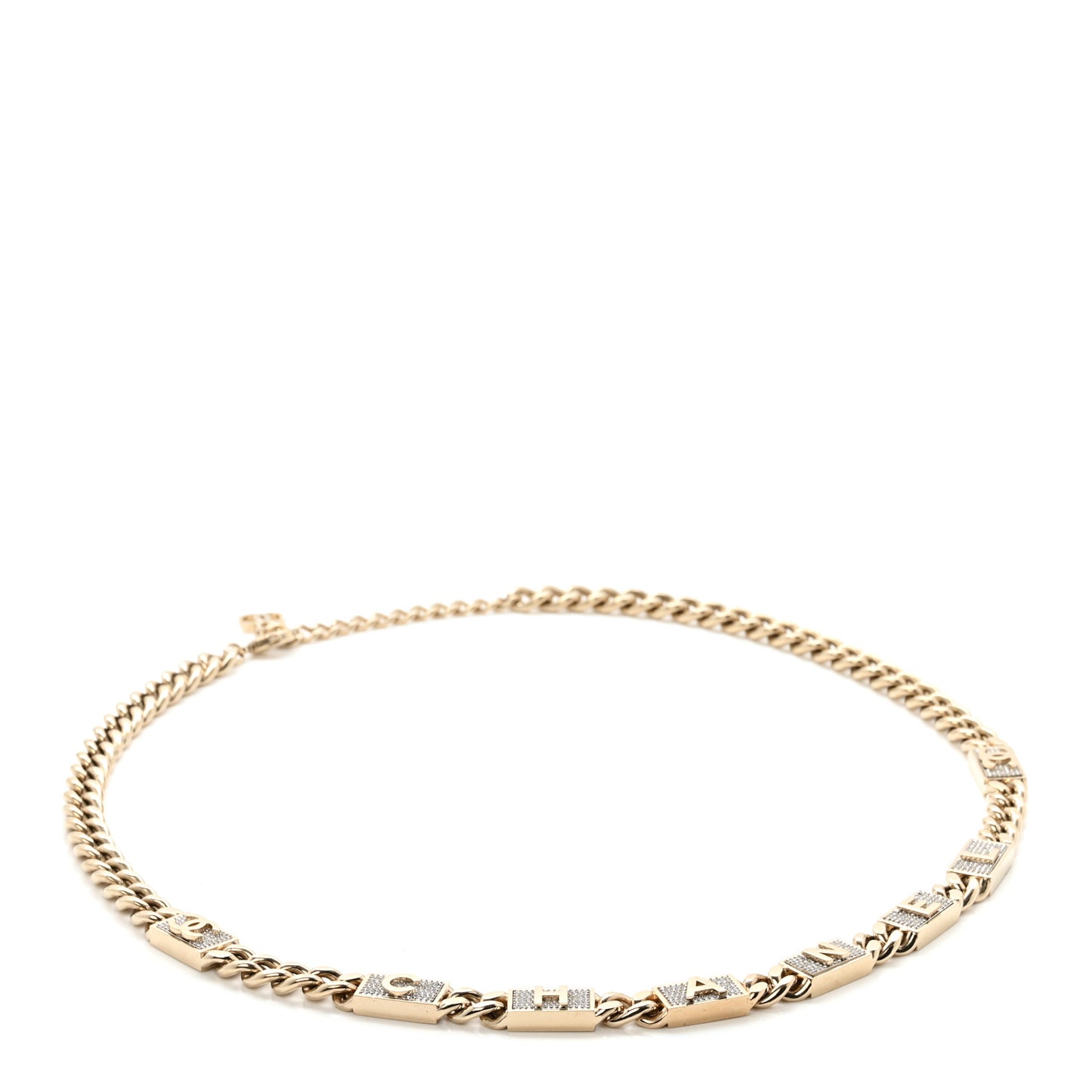 Crystal CC Chain Letters Belt Gold