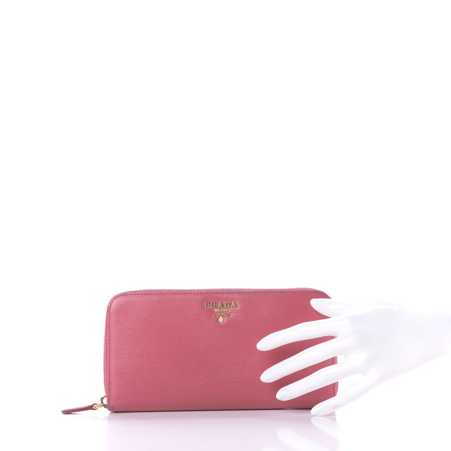 Prada Vitello Move Zip Around Wallet Peonia 2 of 14
