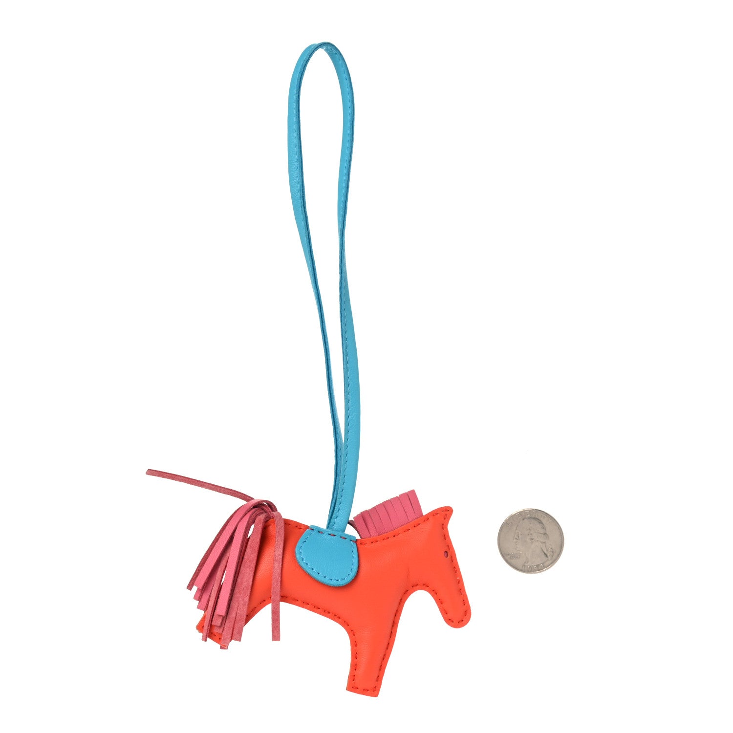 Hermes Milo Lambskin Grigri Rodeo Horse Bag Charm PM Orange Poppy Rose Azalee Bleu Azteque 2 of 4