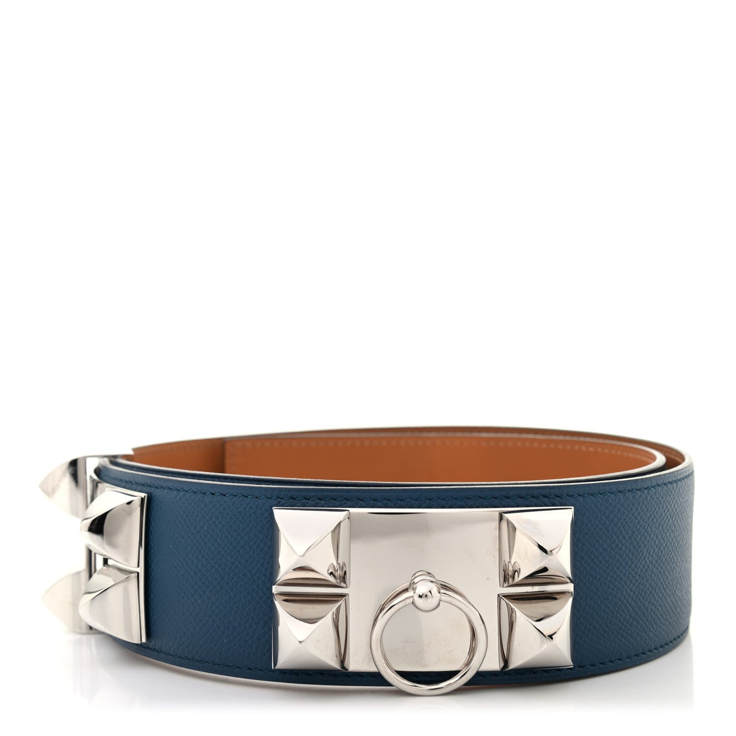 Hermes Epsom Collier De Chien CDC Belt 85 Bleu Thalassa 1 of 8
