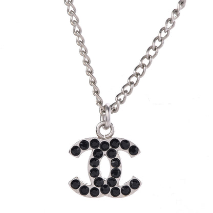 Chanel Crystal CC Necklace Silver Black 4 of 5