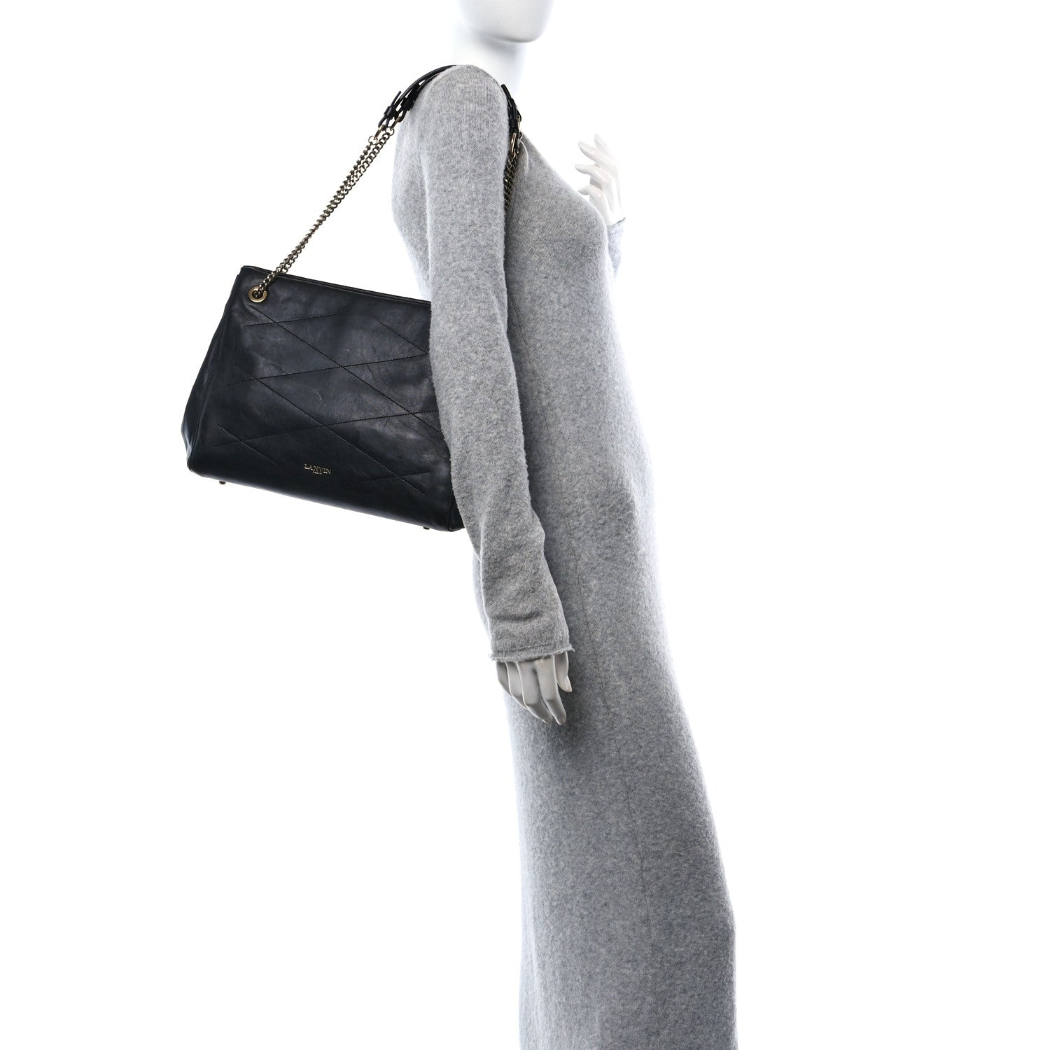Lanvin Lambskin Quilted Medium Sugar Shoulder Bag Black 3 of 9