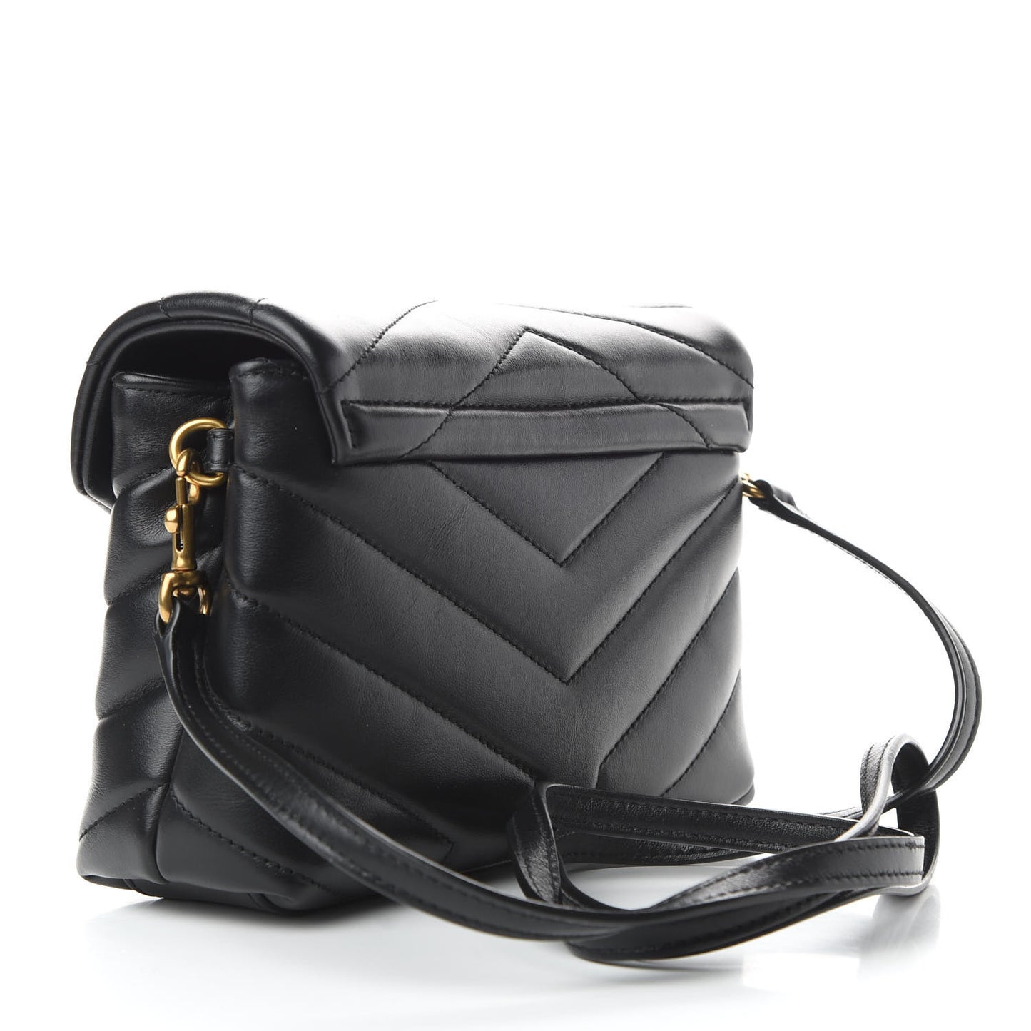 Calfskin Y Quilted Monogram Toy Loulou Crossbody Bag Black