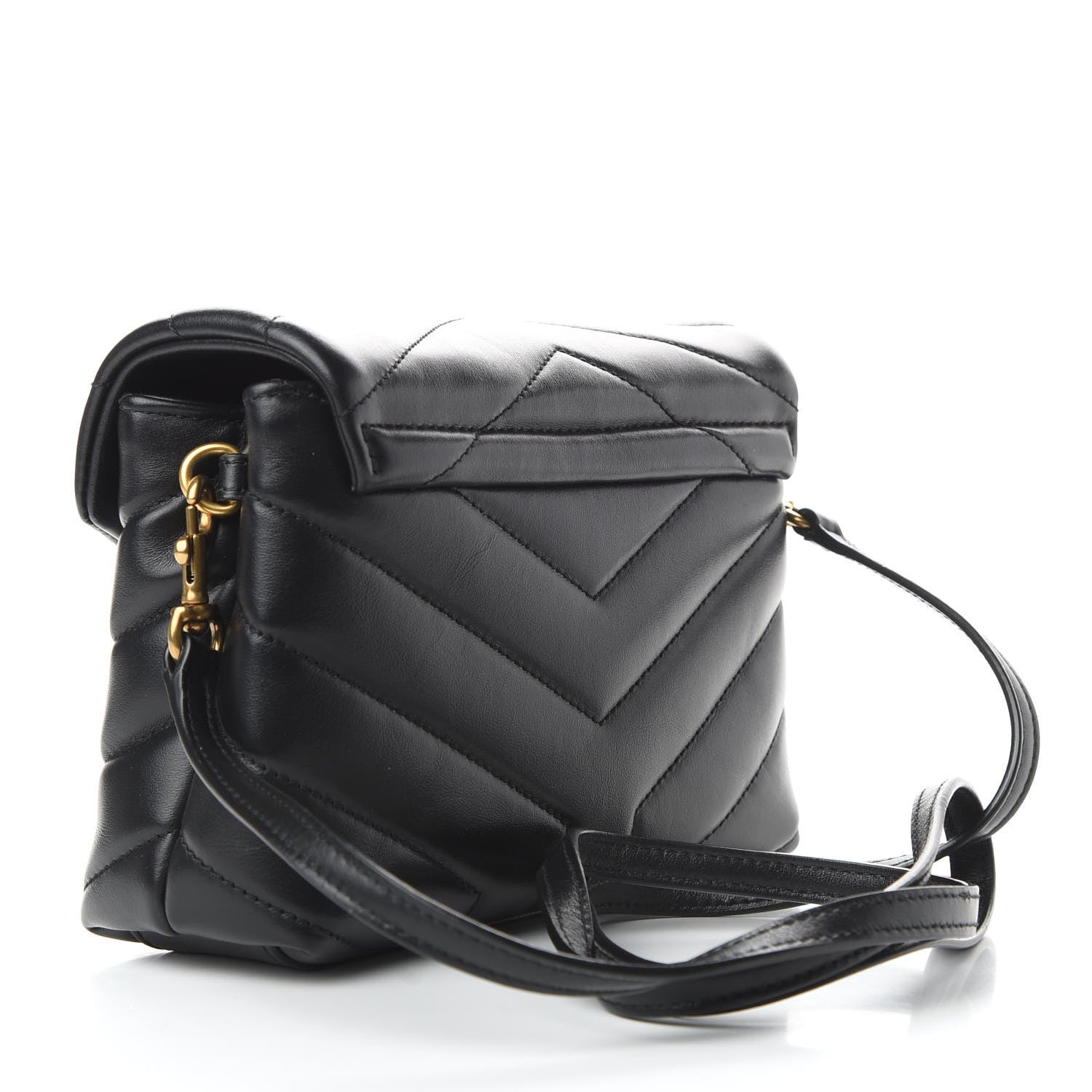 Saint Laurent Calfskin Y Quilted Monogram Toy Loulou Crossbody Bag Black 3 of 9