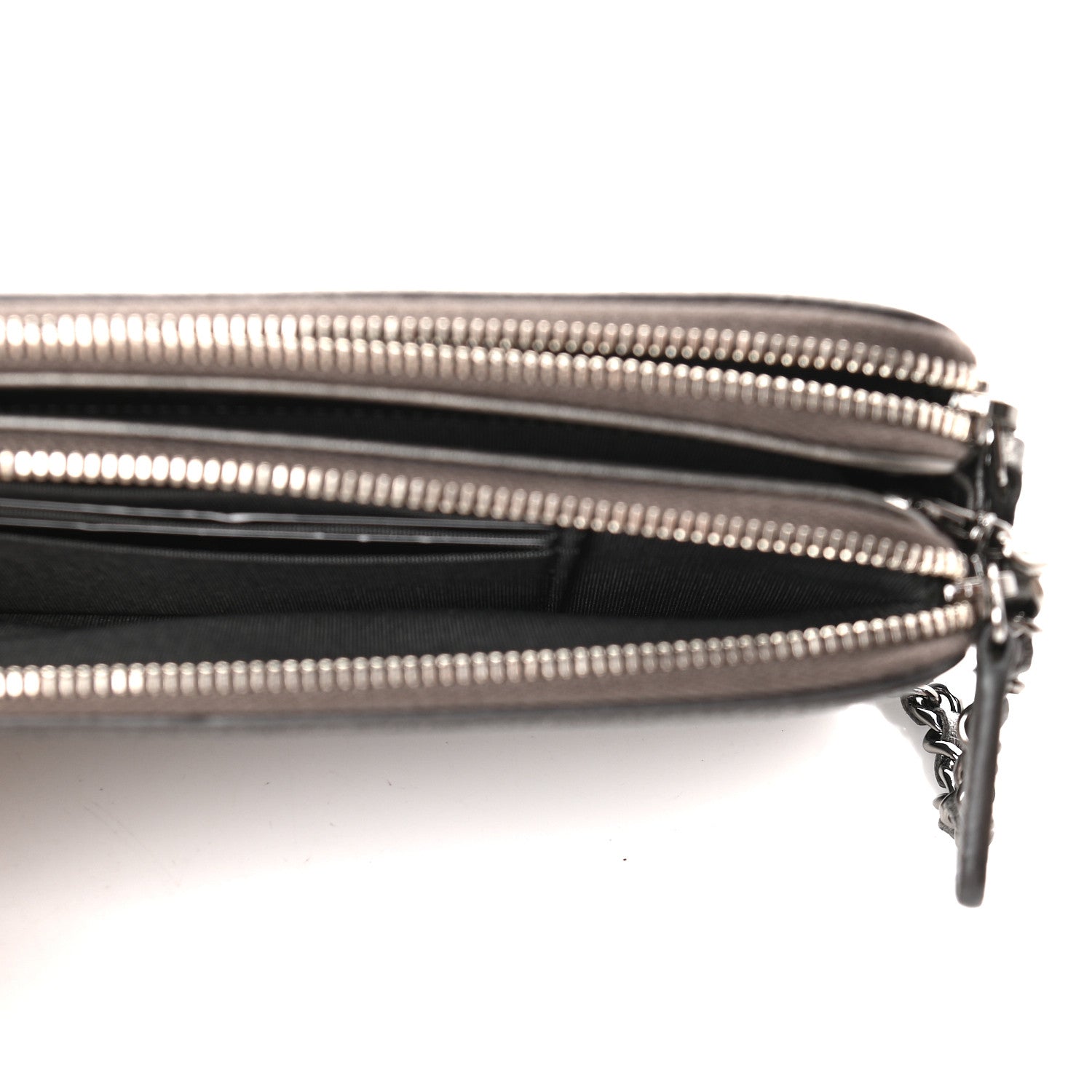 Chanel Metallic Caviar Quilted CC Filigree Clutch With Chain Dark Silver 6 of 12