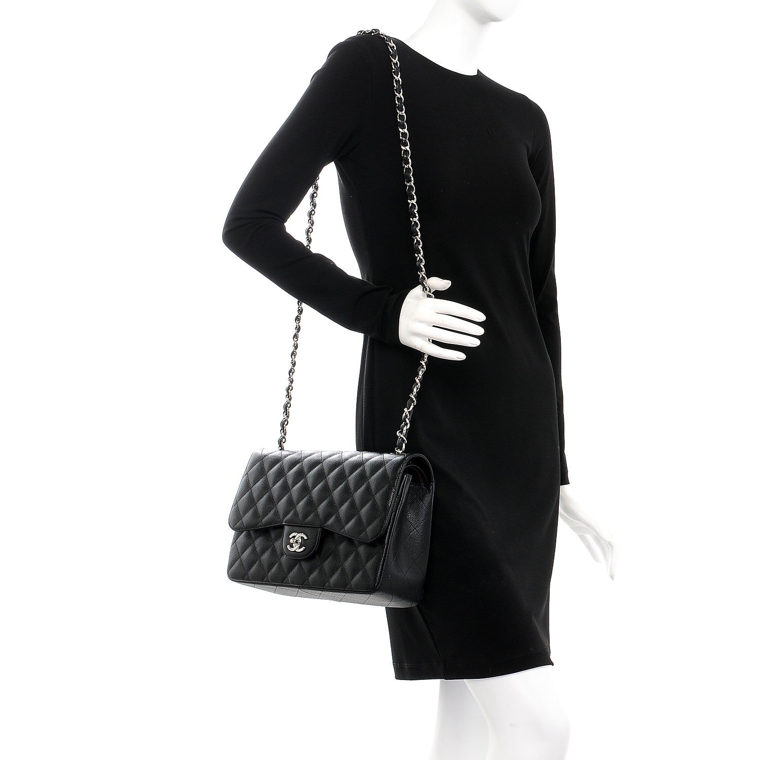 Chanel Caviar Quilted Jumbo Double Flap Black 2 of 10