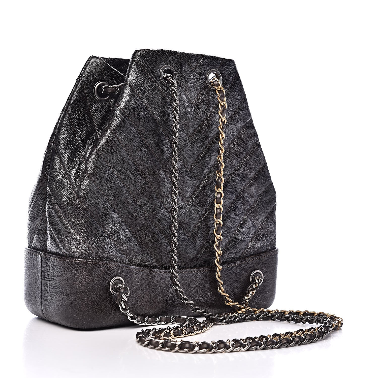 Chanel Metallic Grained Goatskin Gabrielle Backpack Dark Silver Gold 3 of 11