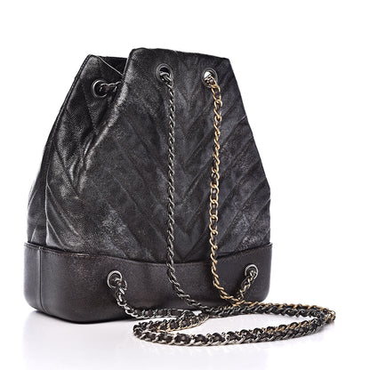 Chanel Metallic Grained Goatskin Gabrielle Backpack Dark Silver Gold 3 of 11