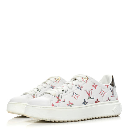 Louis Vuitton Lambskin Embossed Floral Monogram Time Out Sneakers 38 White 3 of 10