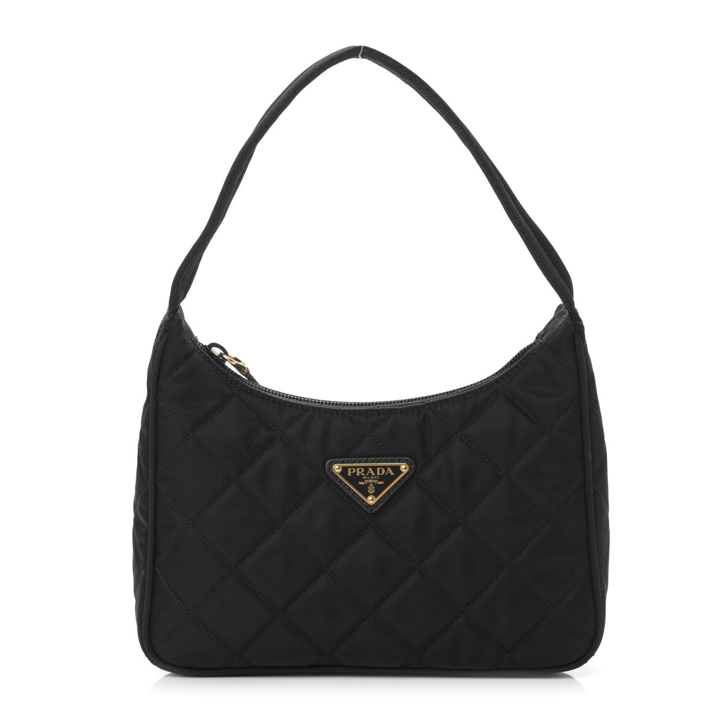 Tessuto Nylon Stitched Shoulder Bag Black