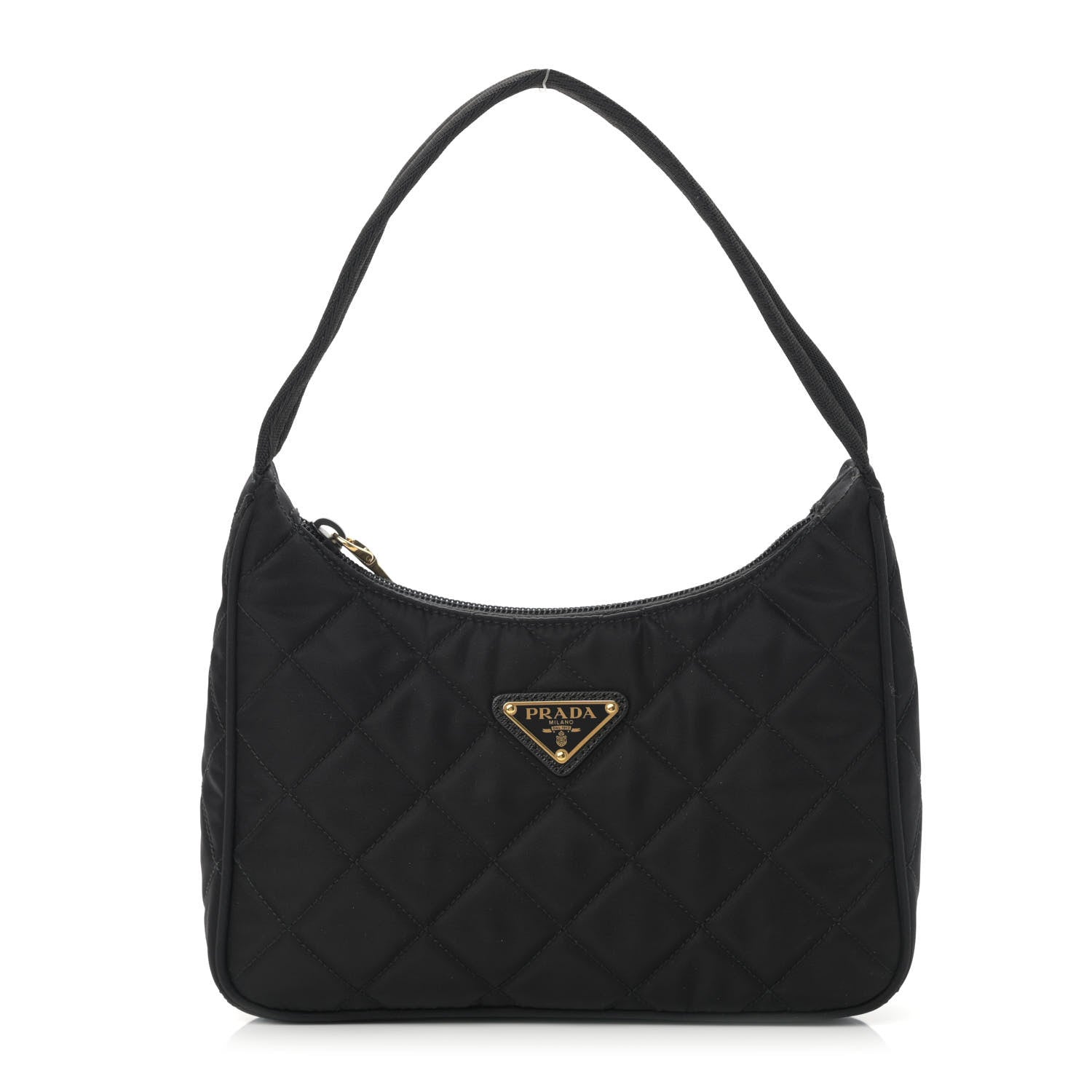 Prada Tessuto Nylon Stitched Shoulder Bag Black 1 of 12