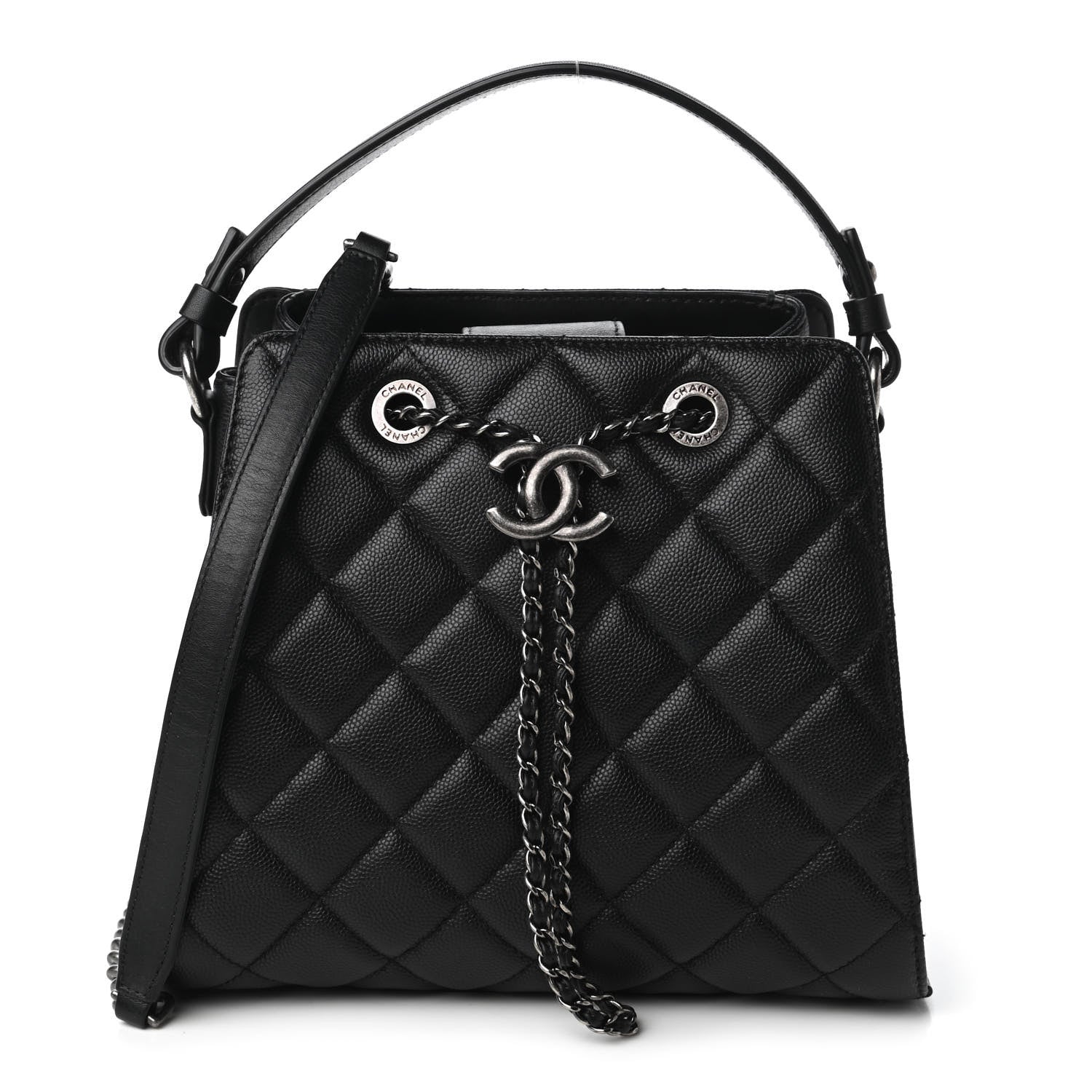 Chanel Caviar Quilted Small CC Bucket Bag Black 1 of 10