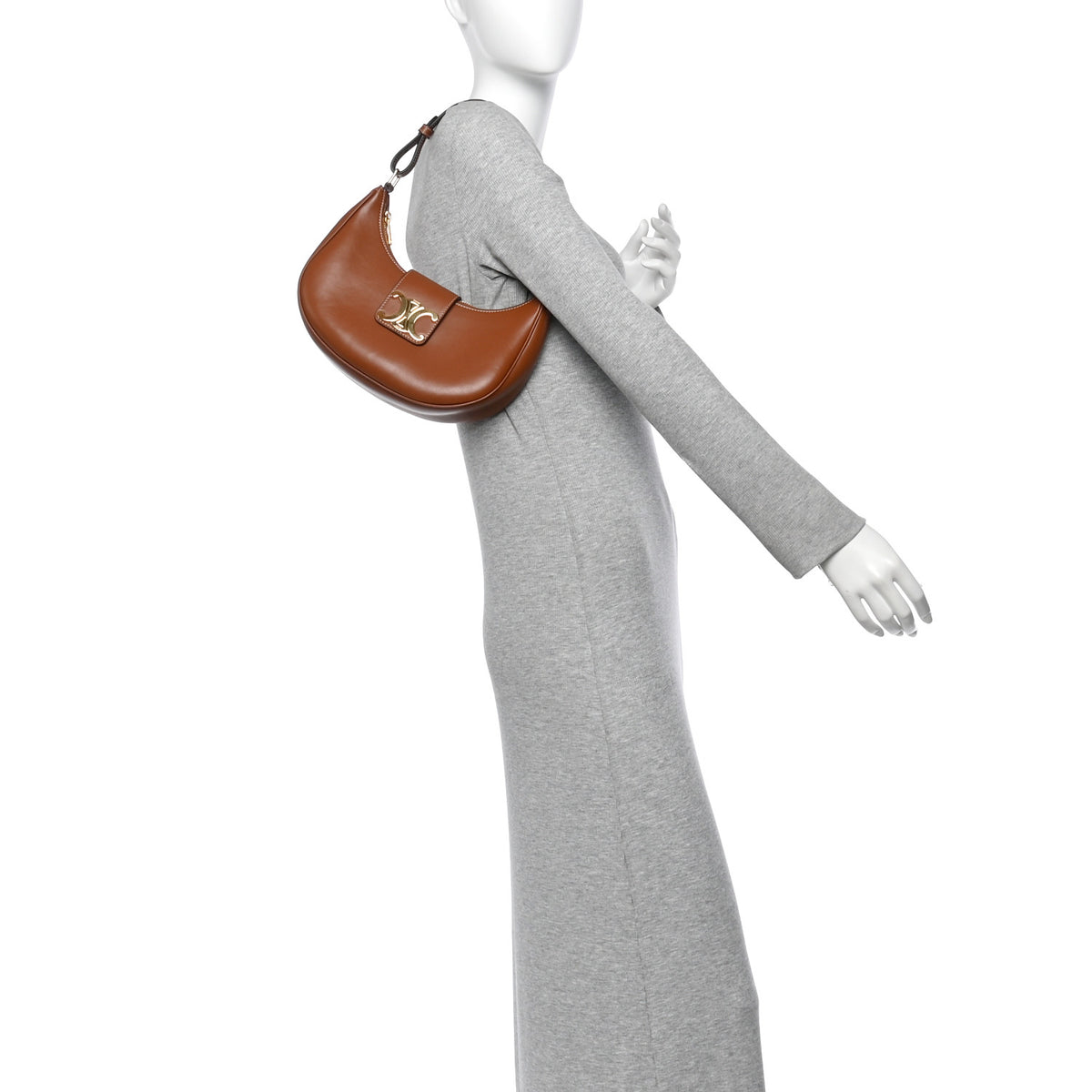 Celine Smooth Calfskin Medium Strap Ava Triomphe Shoulder Bag Tan 2 of 10