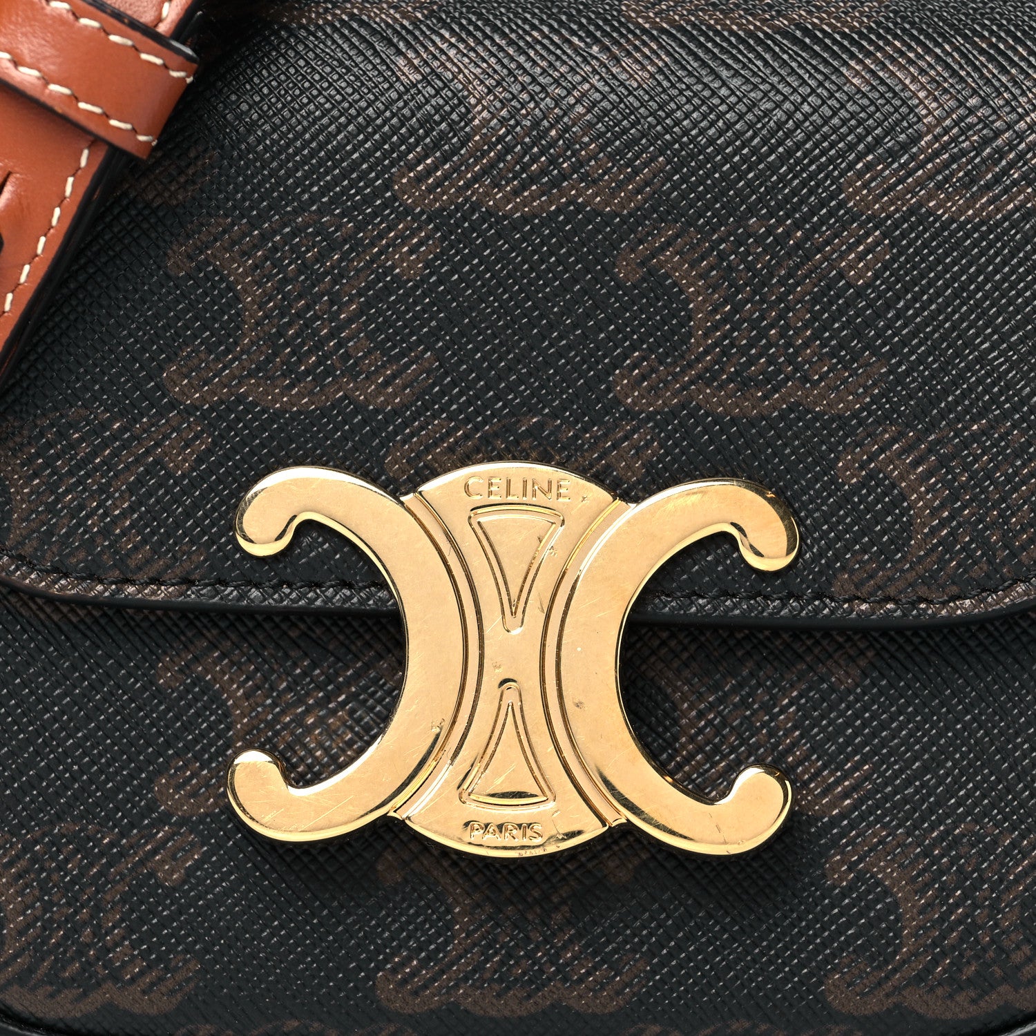 Celine Triomphe Canvas Calfskin Mini Triomphe Tan 8 of 10