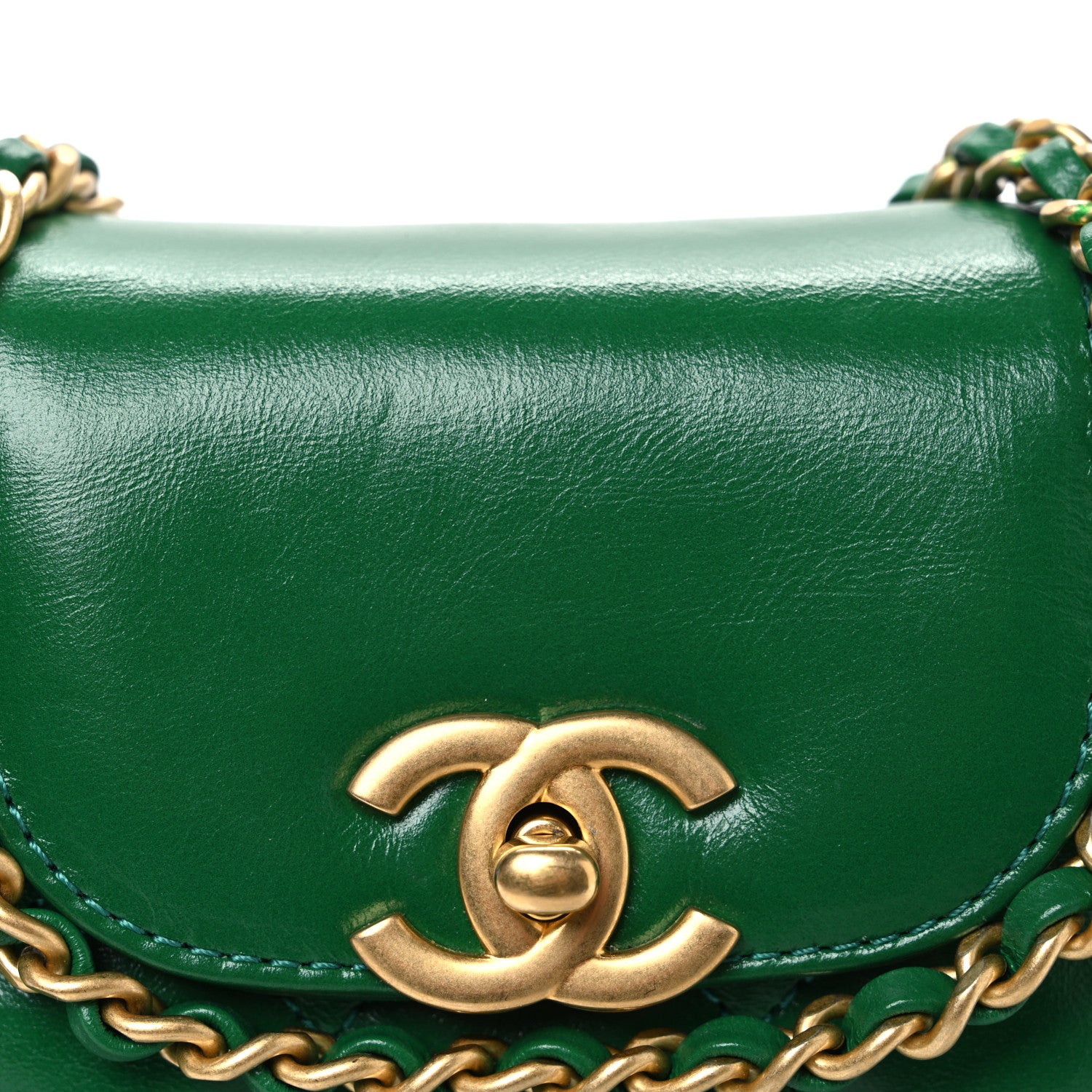 Chanel Shiny Aged Calfskin Quilted Nano Kelly Shopper Green 8 of 11