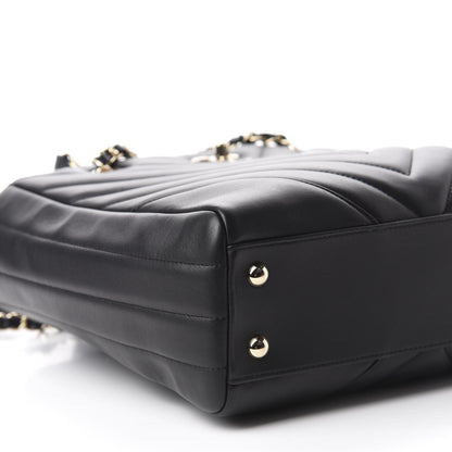 Chanel Calfskin Chevron Quilted Statement Shopping Tote Black 7 of 11