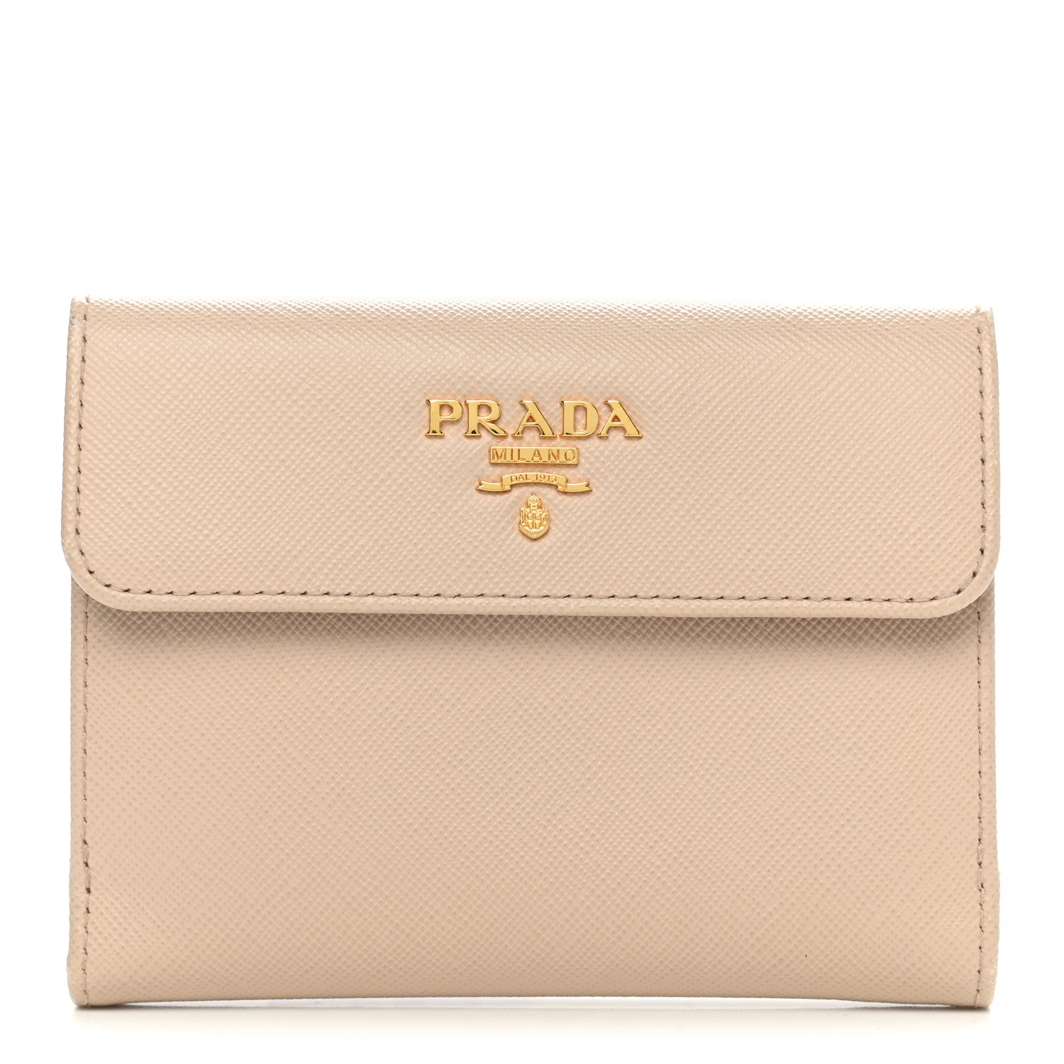 Prada Saffiano Compact Flap Wallet Cammeo 1 of 12