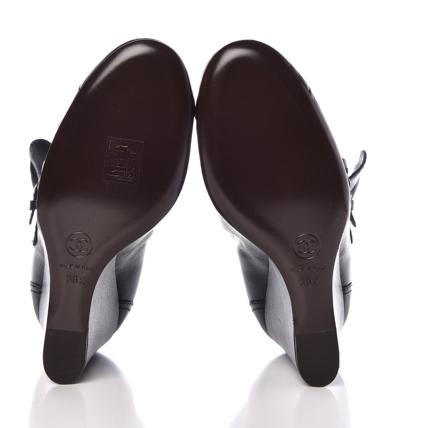 Calfskin Ankle Wedge Boots 38.5 Black
