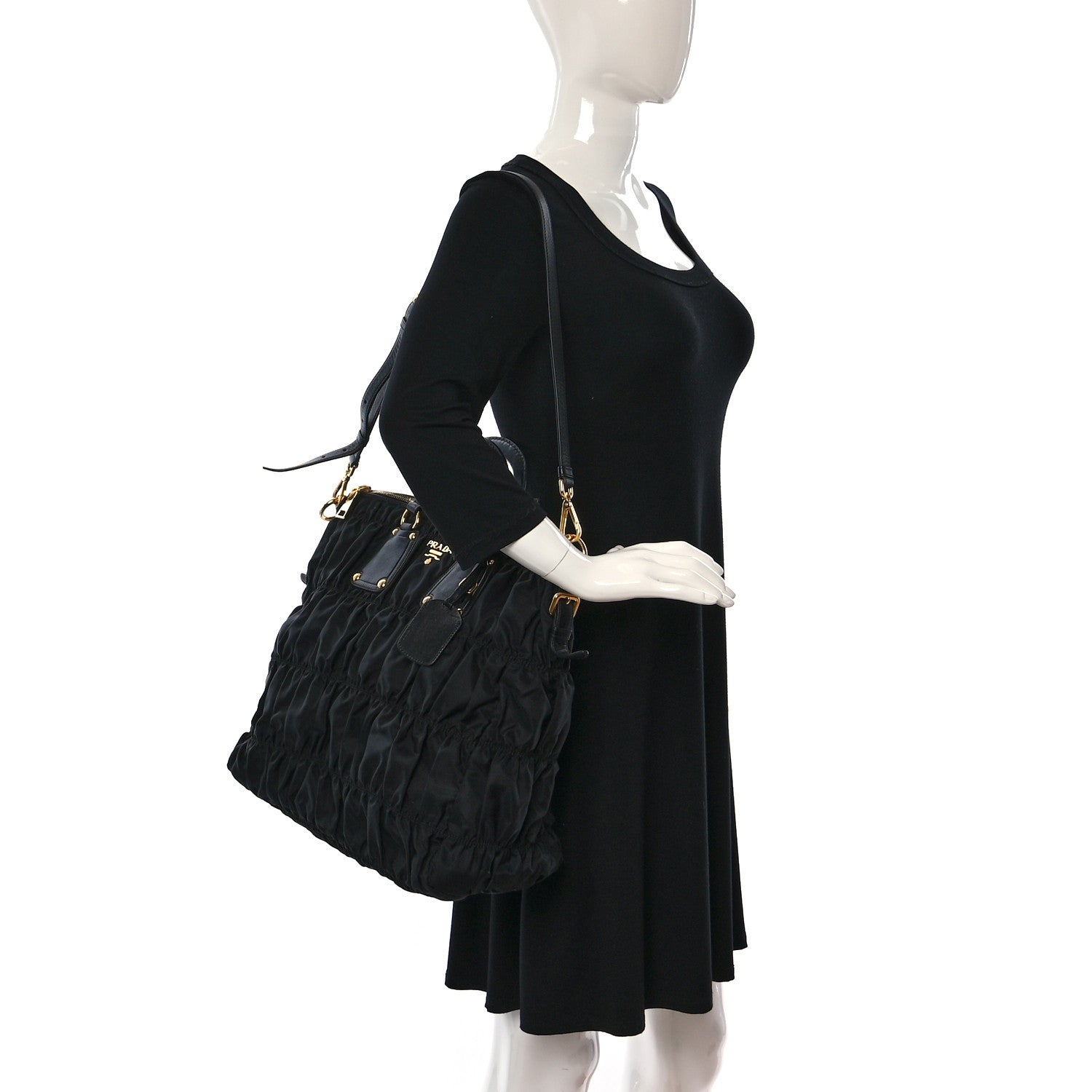 Prada Tessuto Nylon Gaufre Tote Black 2 of 11