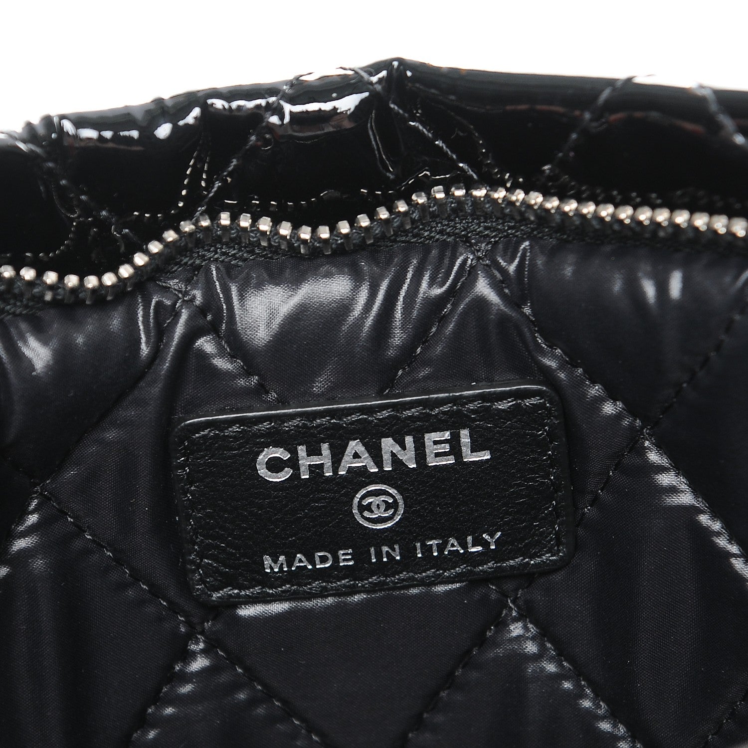 Chanel Patent Calfskin Quilted Beauty CC Clutch Black 7 of 9