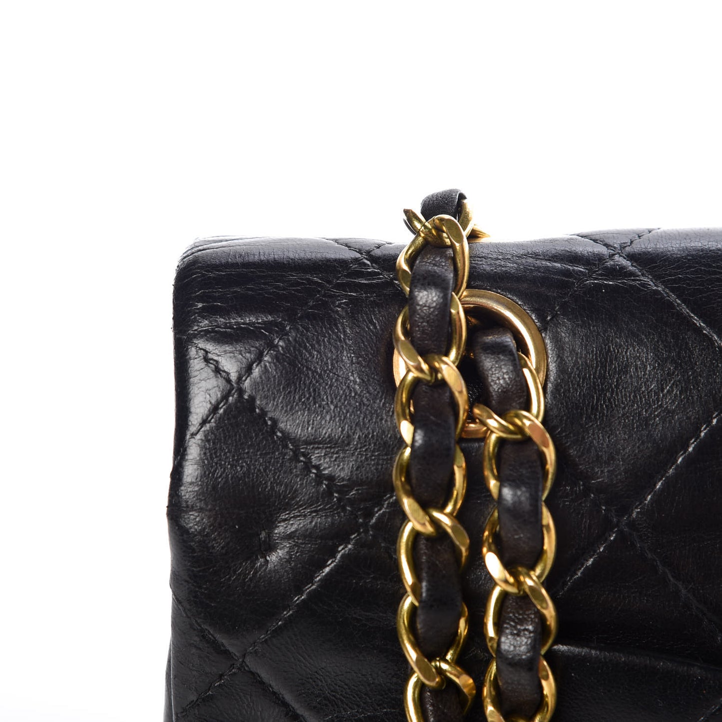 Lambskin Quilted Medium Double Flap Black