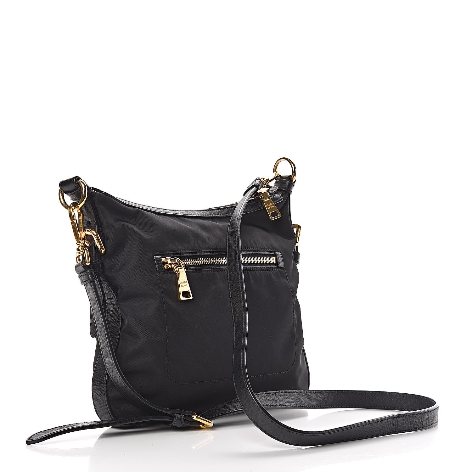 Prada Tessuto Nylon Saffiano Flat Messenger Bag Black 3 of 15