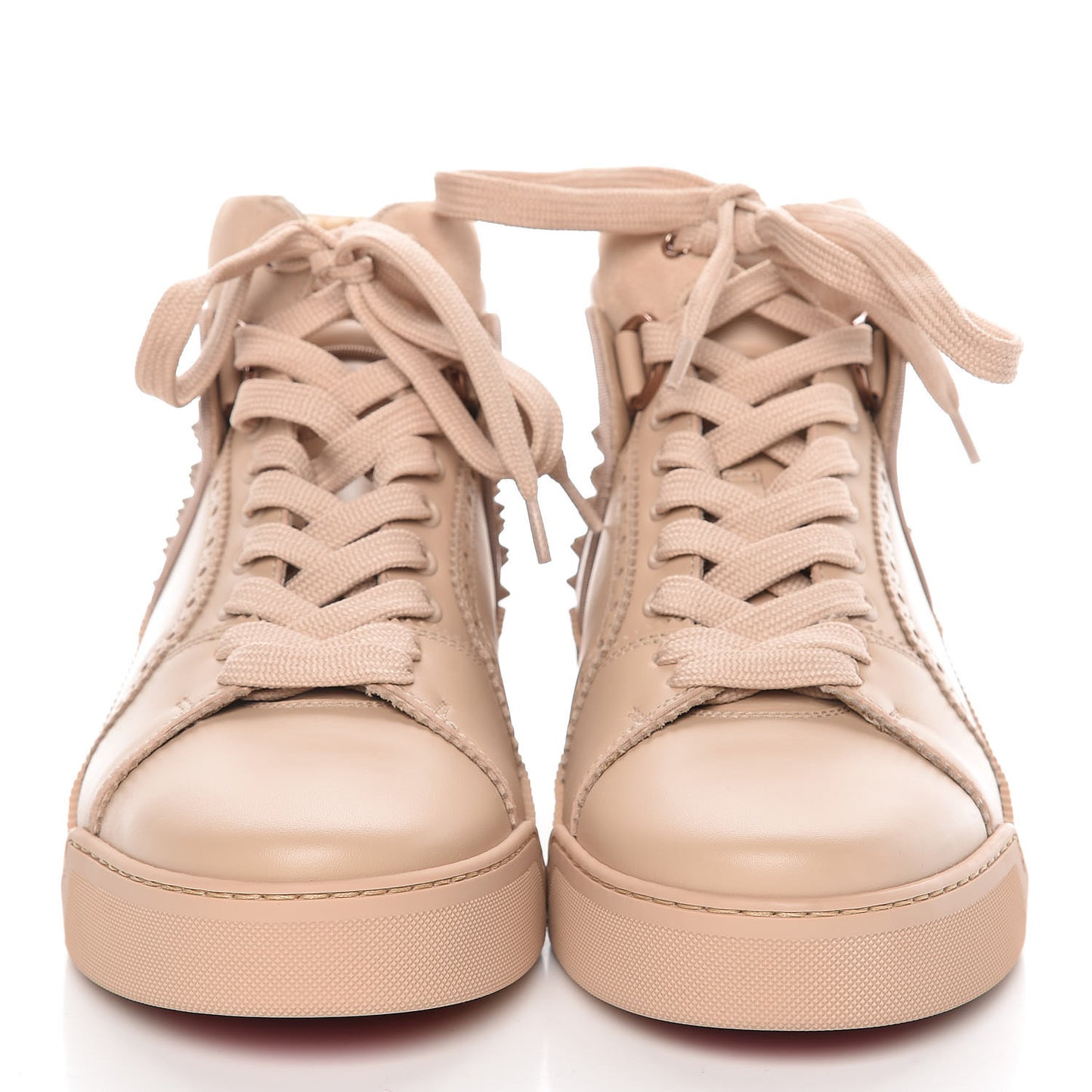 Calfskin Crosta Patent Spikes Mens Loubikick Flat Sneakers 41 Nude