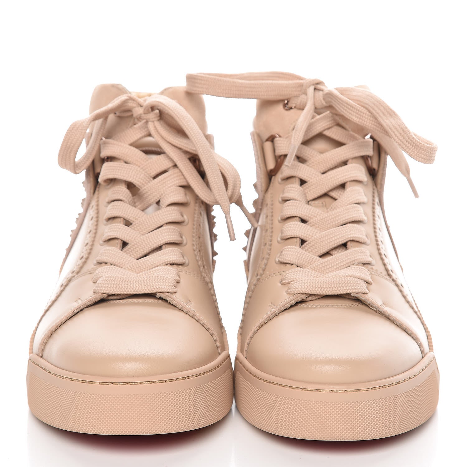 Christian Louboutin Calfskin Crosta Patent Spikes Mens Loubikick Flat Sneakers 41 Nude 2 of 8