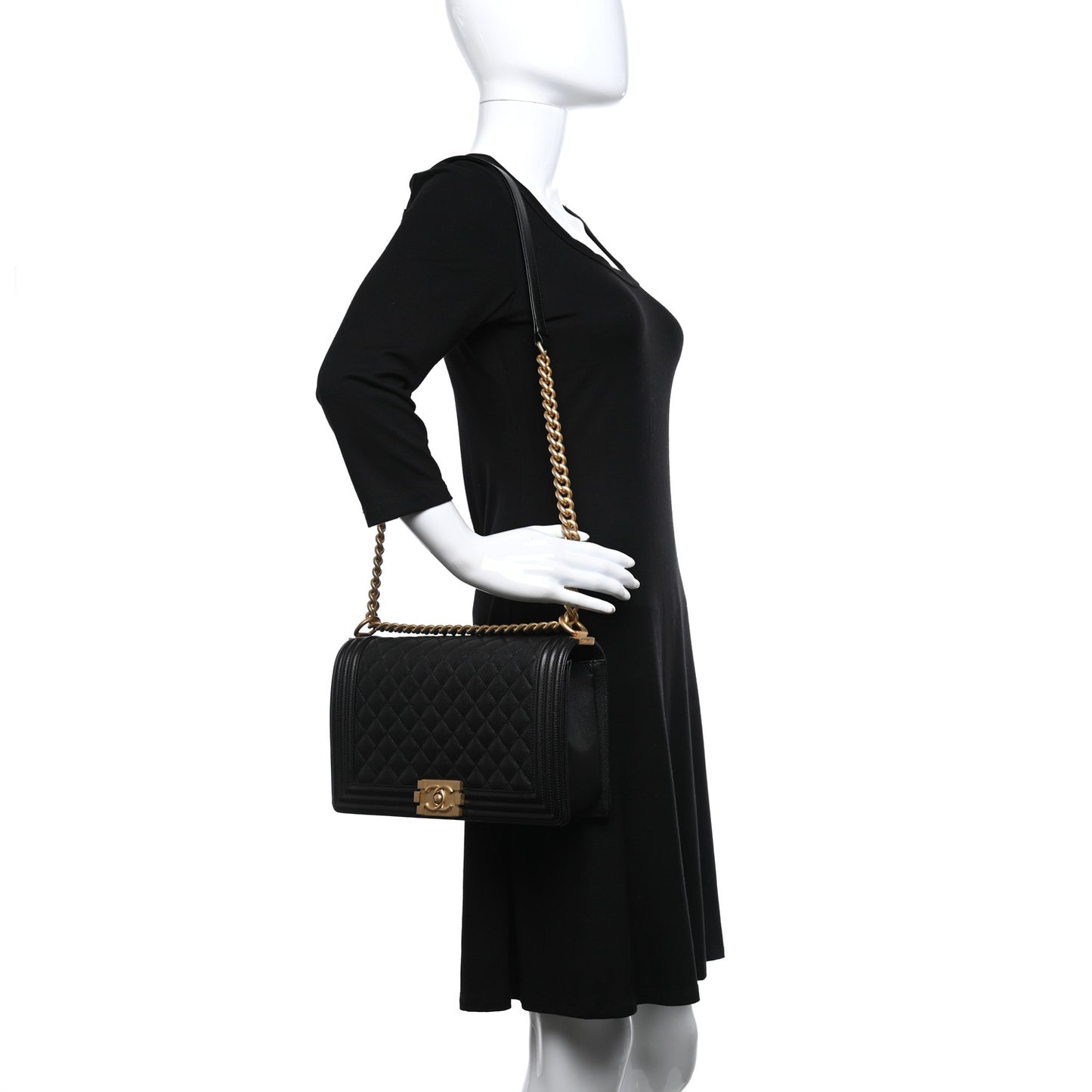 Caviar Quilted New Medium Boy Flap Black