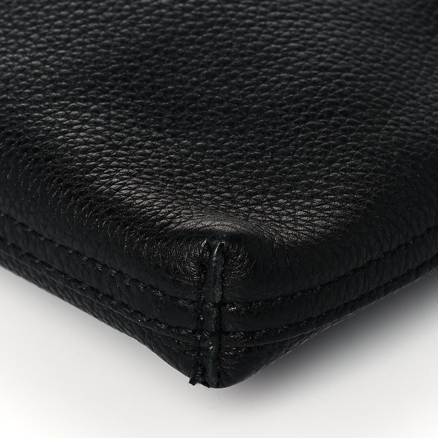 Pebbled Calfskin Large Logo Portfolio Clutch Black